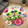 1PC Frogs Butterflies Flowers Round Chair Mat Area Rug - Non-Slip, Floor Mat for Office, Bedroom, Home Decor Christmas Gift C0528017