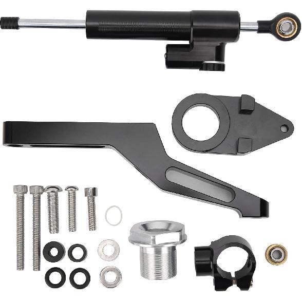 Fydun Motorcycle Adjustable Steering Damper Steering Damper Stabilizer Safety Control with Mounting Bracket Kits for Ninja ZX6R 2009-2019