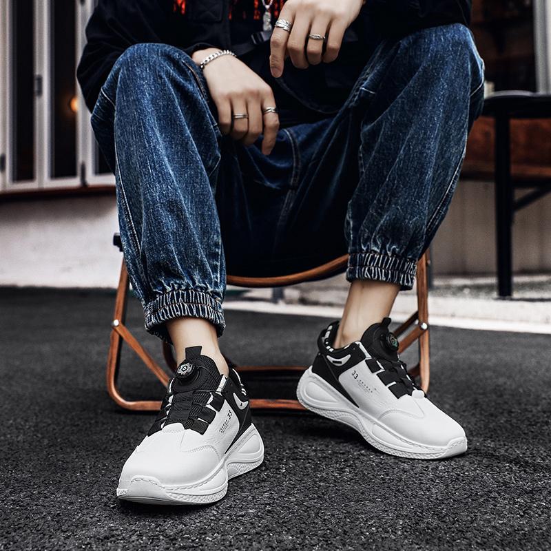 Fashion Mens Sneakers with Rotating Buckle Comfy Non Slip Lace Up Shoes for Mens Outdoor Activities Four Season Running Student Sneakers