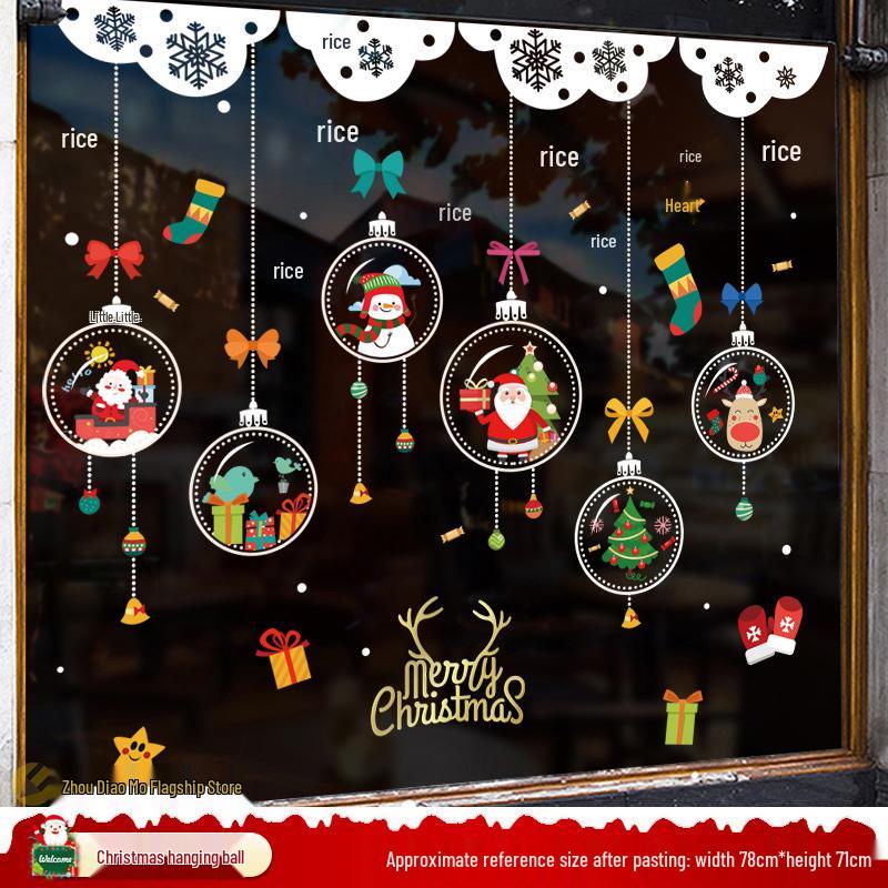 Santa Claus and Tree Window Cling Decorations for Christmas