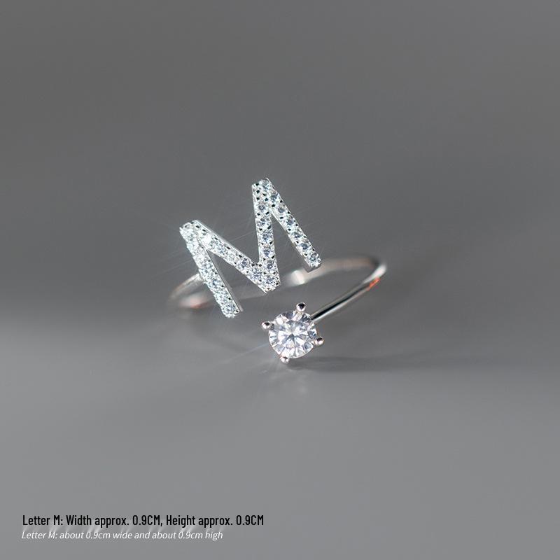 Women s Alphabet Rings: Unique Japanese and Korean Style, Plain Band, Open Design for Index Finger.