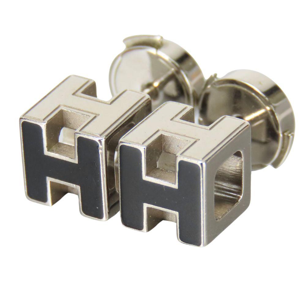 Used HERMES Pierce Cage de ash H cube metal 5.9g black Silver plating