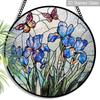 2D Flat Stained Glass Flower Window Decoration Colored Glass Plate, 7.87inches Hanging Ornament with Chain, Charming Spring Summer Sun Catcher Home