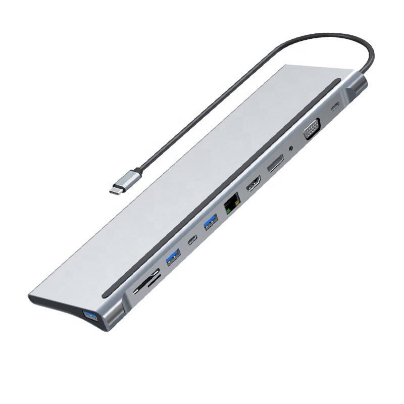 12 in 1 USB C To Gigabit Ethernet and Displayport HDMI VGA Docking Station Hub for MacBook Pro, IPad Pro and More