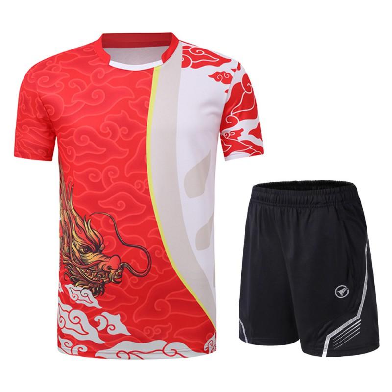 Unisex Badminton Sport Set Short Sleeve Top Shorts Men Women Kids Athletic Wear