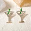 Cross-border Creative Personality Alloy Full Diamond Champagne Glass Stud Earrings Fashion Simple Trend Fruit Cocktail Earrings Women