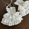 Lolita Y2K Style Sexy Lace Gloves Sweet Ruffled Tulle Fingerless Mittens Elegant Ribbon Tie Wrist Cuffs Anime Cosplay Gloves
