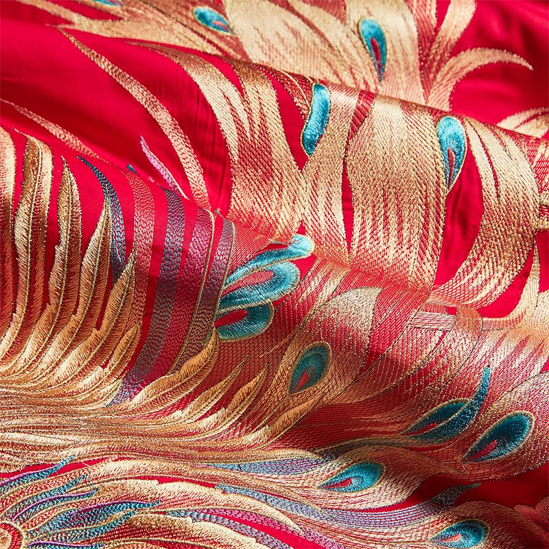 Comforter 100/140Ct Long-Staple Cotton Chinese-Style Wedding Festive 4-Pcs A Witness To Marriage And Love Home Decoration