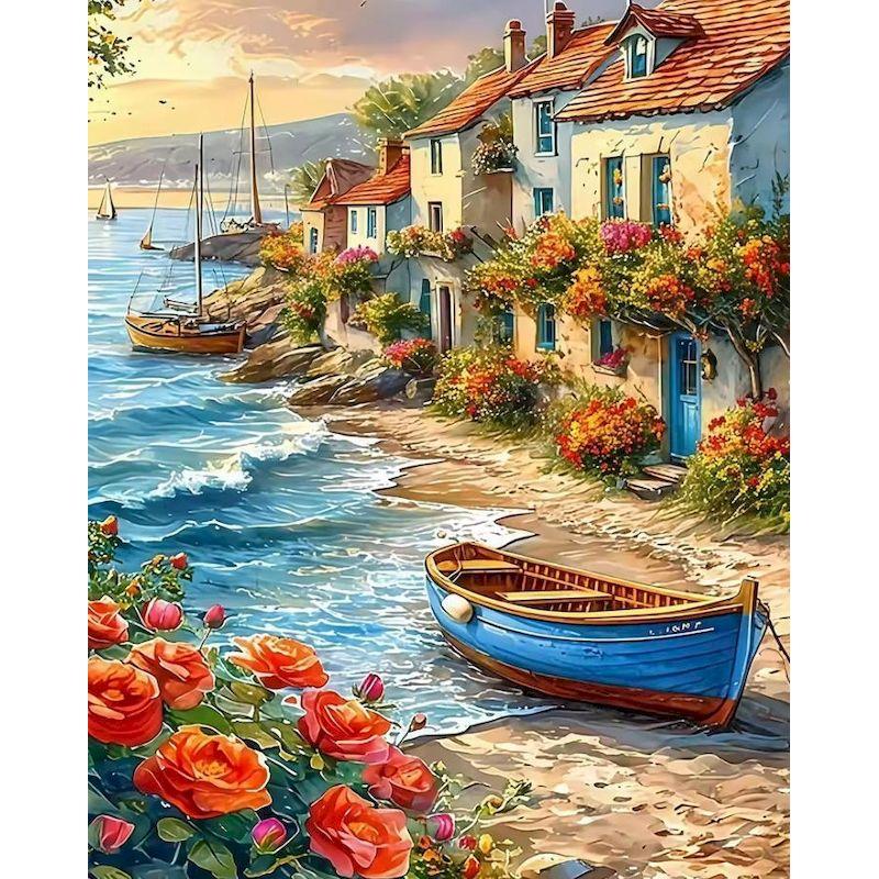 

GATYZTORY Port Paint By Numbers Picture Drawing By Numbers Landscape Canvas for Painting Kits Wall Decor Paint Kit for Beginner 30x20cm no frame