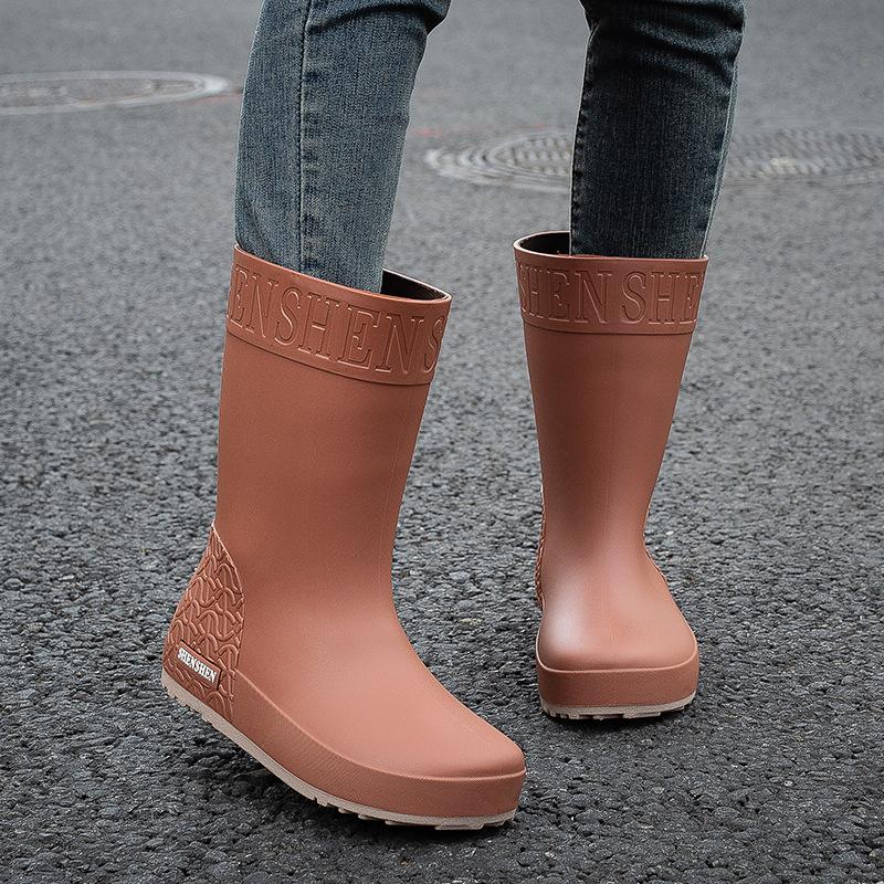 Damen Modische Outdoor Zwischensohle Abriebfest Rutschfest Wasserdicht Regenstiefel Gummischuhe