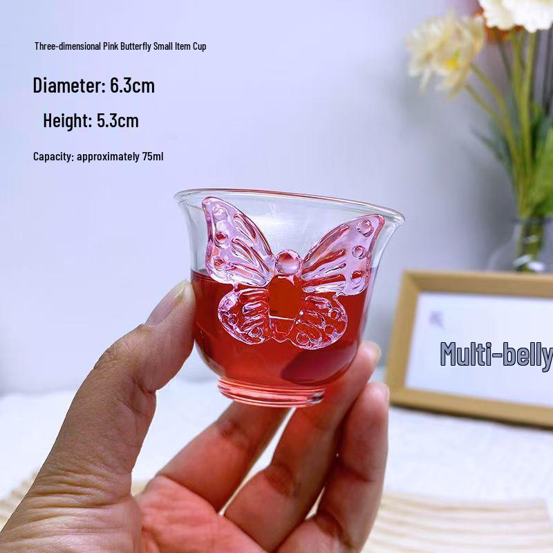 Heat-Resistant Borosilicate Glass Butterfly Flower Teapot with Filter and Green Handle 350ml