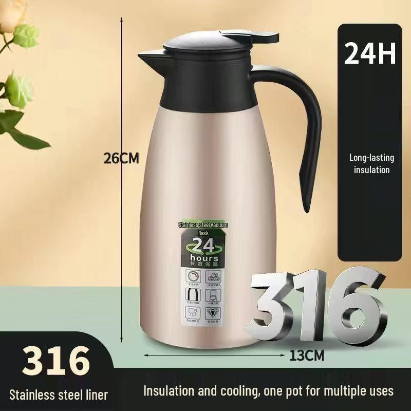 2L Large Capacity Vacuum Insulated 316 Stainless Steel Thermos Flask Kettle