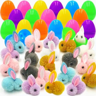 24/48Pcs Cute Plastic Easter Egg with Rabbit Figure Creative Fashion Gift Bag Cartoon Easter Basket Filler Egg Home Decoration