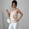 Fashionable Style Petal-neck Collar Long-sleeve Top with Exposed Shoulders and Fitted Design, Without Sleeves, In Solid Color for Women.