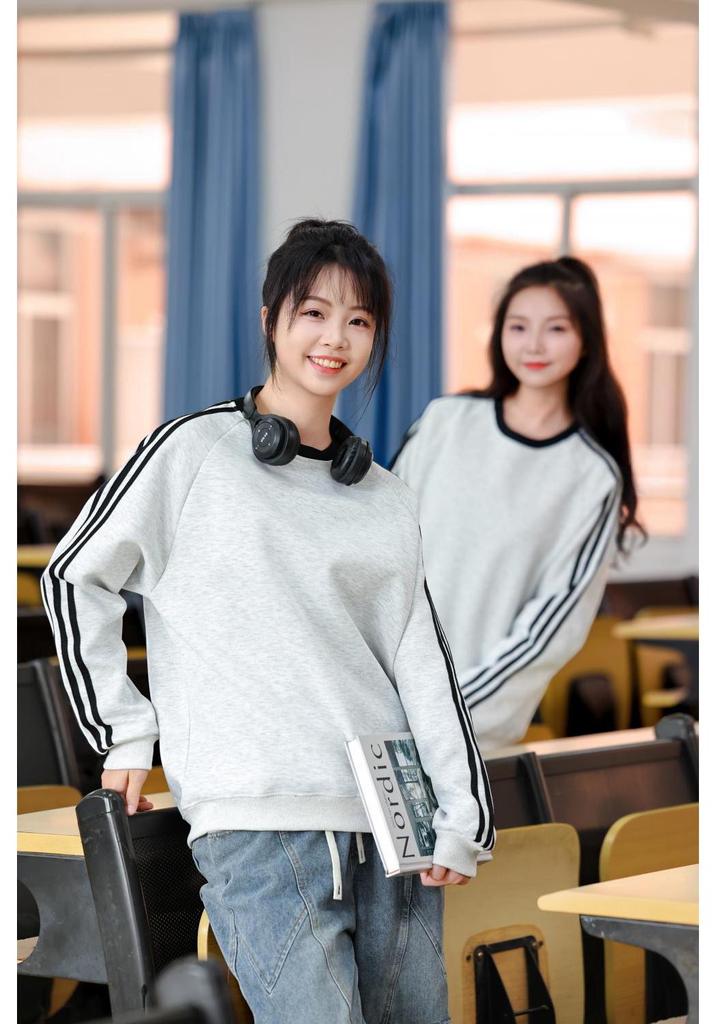 Women's Retro Three-Stripe Raglan Sleeve Hoodie: Autumn/Winter Casual Loose Fit