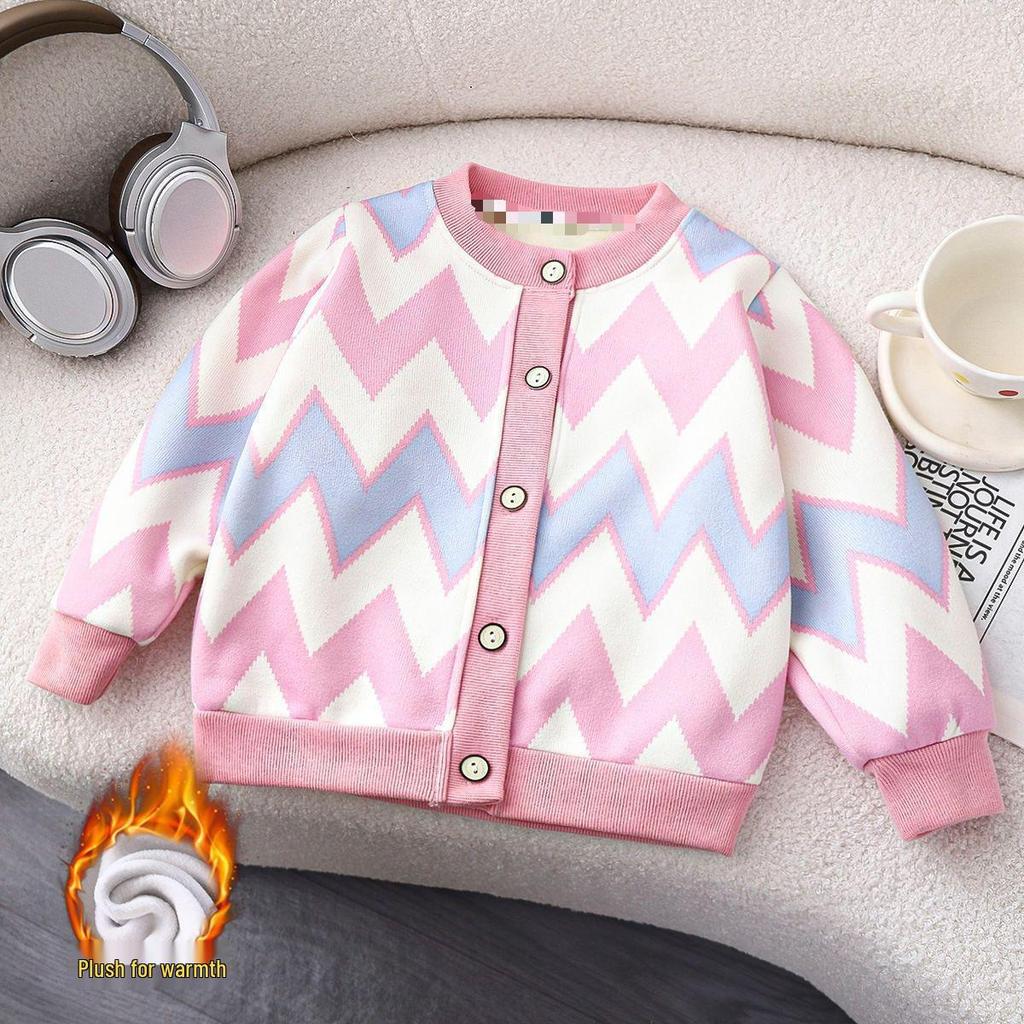 Kinder Fleece-gefütterter Strick-Hoodie - Warmer Herbst-/Winter-Pullover für Jungen & Mädchen