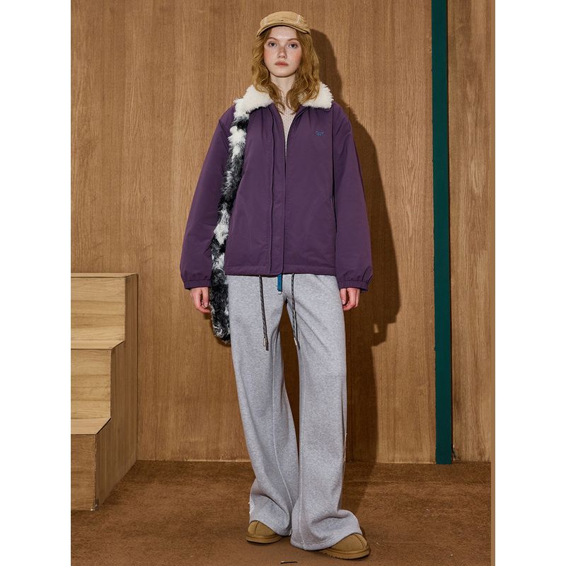 Coolhut Lace High-Waisted Draped Drawstring Loose Wide-Leg Fleece-Lined 2025 Winter Women's Casual Pants