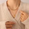 Retro Style Niche Design Fashionable Portrait Oval Pendant Necklace, Titanium Steel Plated 18K Gold Collarbone Chain