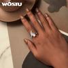 WOSTU 925 Sterling Silver Rainbow Crystal Mermaid Fishtail Pearl Ring For Women Opening Statement Rings Fine Jewelry Party Gift