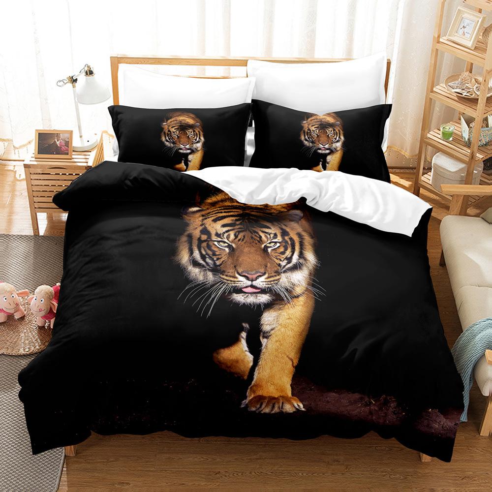 3D Digital Printing Three-Piece Set, Chinese Tiger Picture 3D Digital Printing Bedding Kit