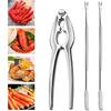 Stainless Steel Crab Leg Tools, Including Lobster Cracker and Forks, Heavy Duty Shellfish Nut Cracker Set, Seafood Tools for King Crab Legs Shellfish