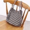 Cuco Metallic Knit Long Handle Tote Bag 2413112010 Black (019)