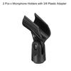 uxcell Microphone Holder, O.D. 21mm - 33mm Plastic Interface, Microphone Holder Clip with 3/8" Metal Adapter for Lavalier Microphones, Black, Set of 2