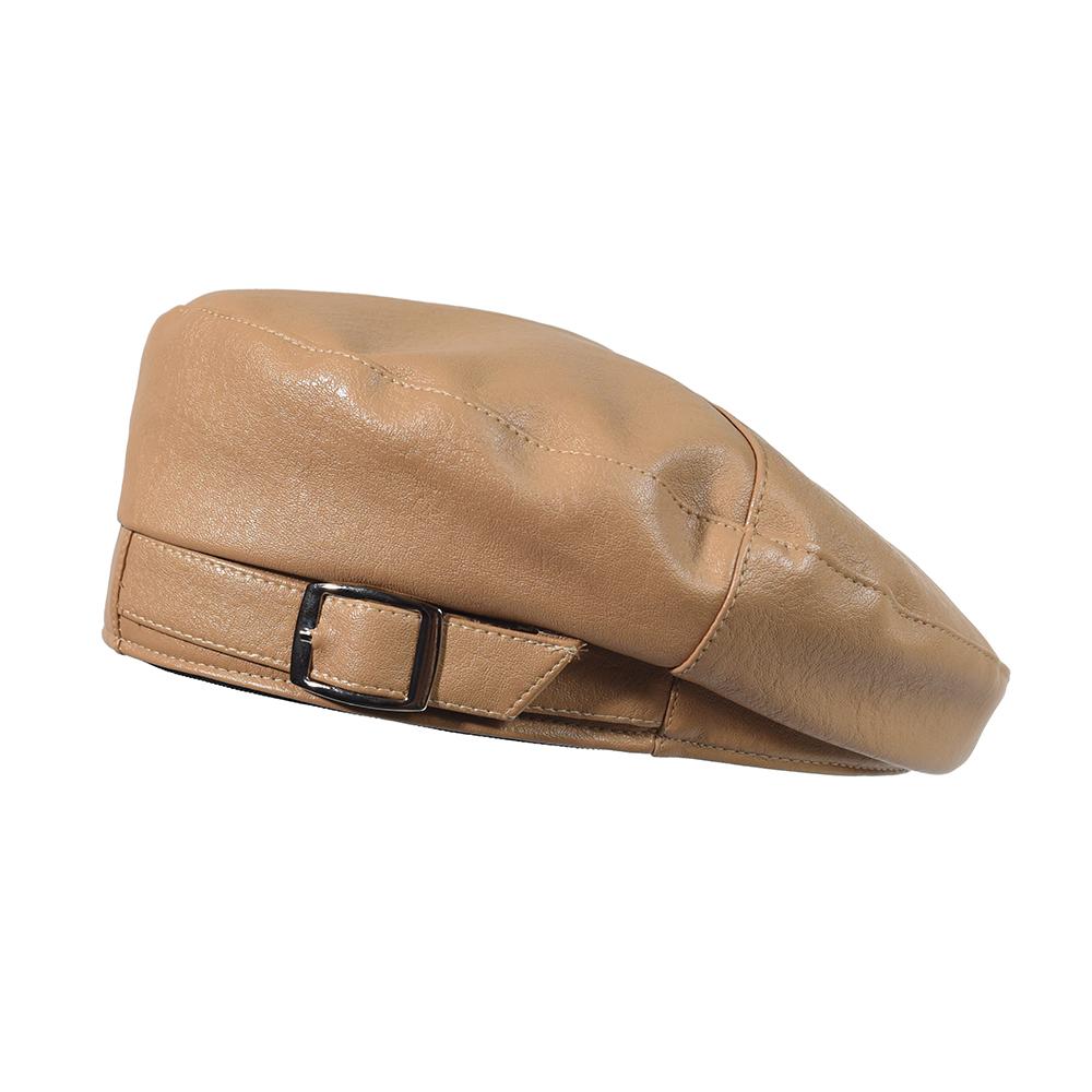 New Fashion Leather Cap Solid Beret Hat Women Cap Female Ladies Beanie Beret Girls PU Hat