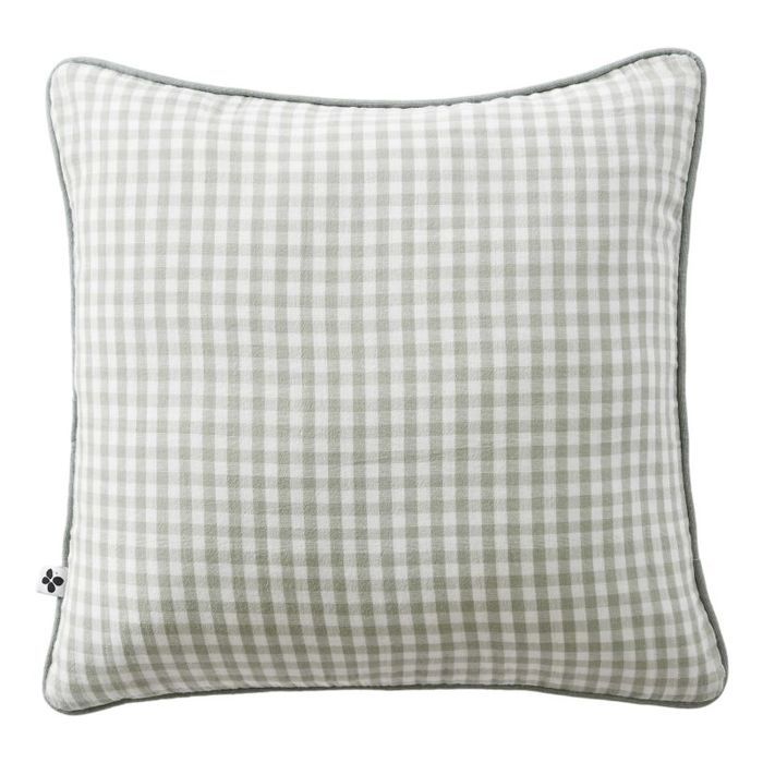 Removable Cushion Cover with Piping Woven Dyed "Vickie" All Sizes "Cotton Gauze" - Vickie Eucalyptus - Filled Cushion 45 X 4