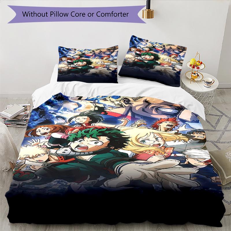 3pcs My Hero Academia Bedding Set Duvet Cover Closure Includes 1 Duvet Cover & 2 Pillowcases, Soft and Comfortable for All Seasons.