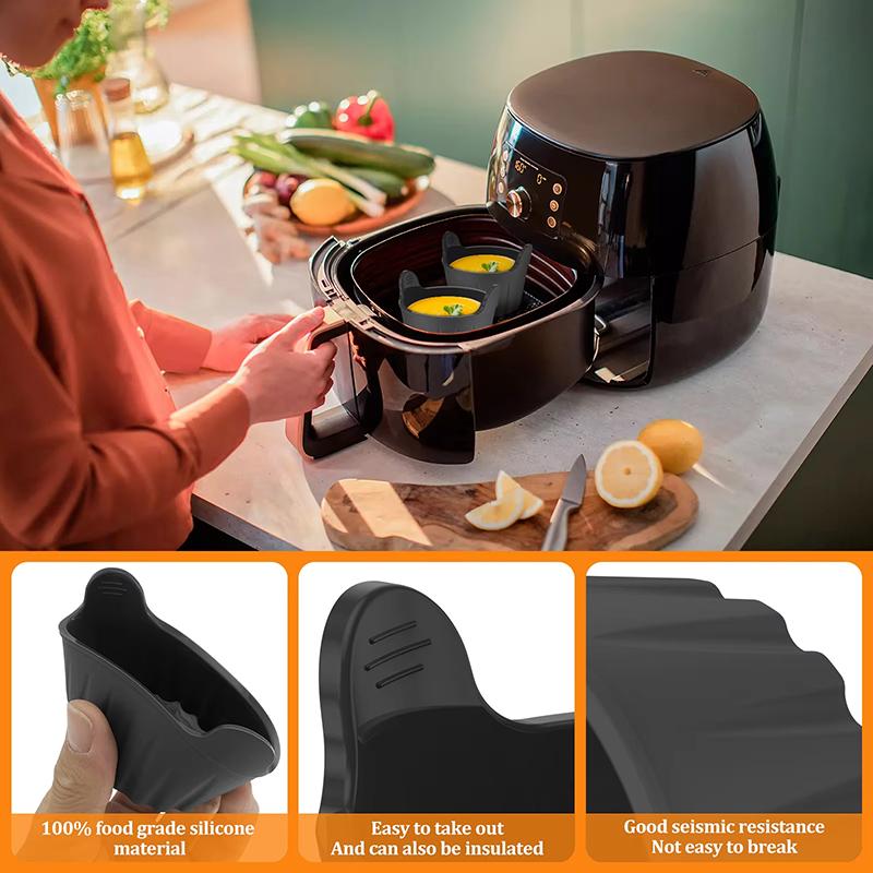 Silicone Basket Muffin Cup Mold Air Fryer Oven Baking Tray Pizza Fried Chicken Basket Silicone Molds for Airfryer Microwave Oven