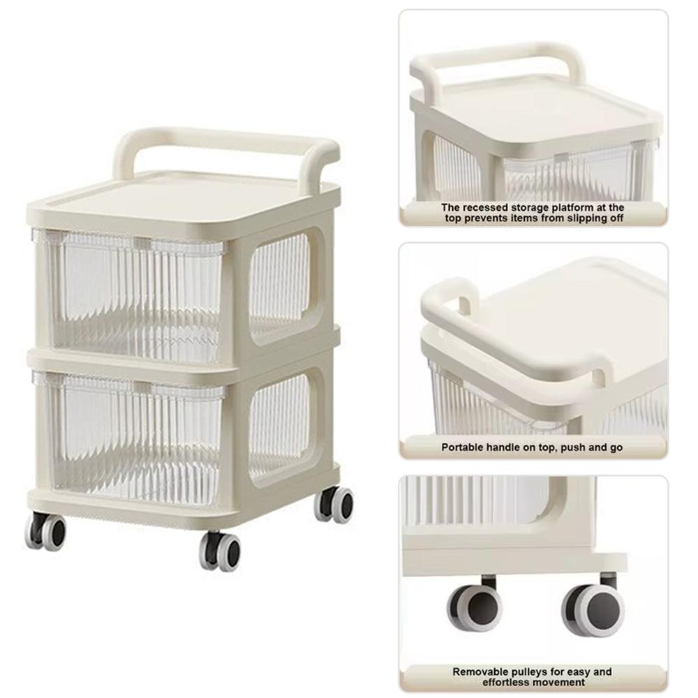 

2 Layers Transparent PP Pull Out Drawer Storage Cart Sundries Rack with Wheels Type A