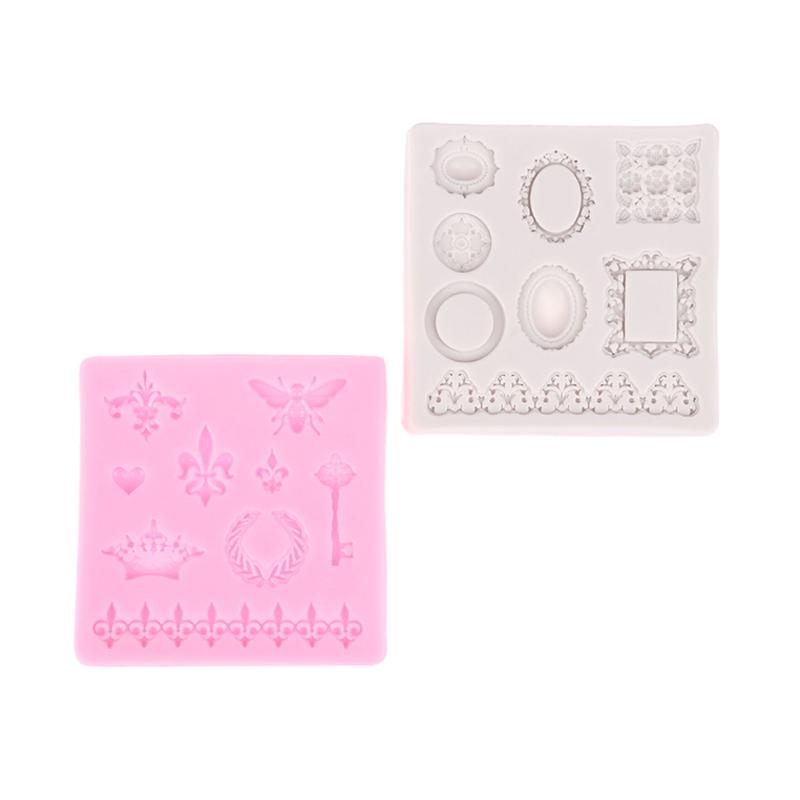 Dragonfly Crown Key Po Frame Shaped Silicone Mold Diy Lace Scroll Po Frame Silicone Candy Cake Border Decoration Mold
