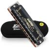 East Top Blues Harmonica, 10-Hole, C Key, 20 Tones, Brass Cover, Canvas Case, Cleaning Cloth, Diatonic Harmonica for Beginners and Professionals,
