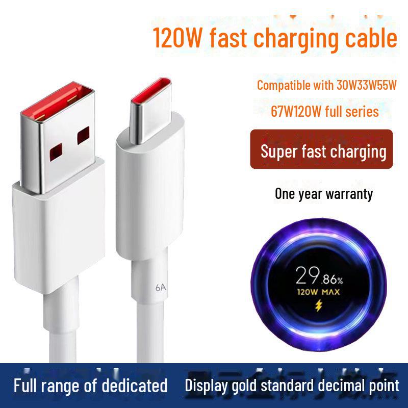 Redmi Compatible 120W Elbow Data Charging Cable for K50, K50 Pro, K40, Note 11 Pro