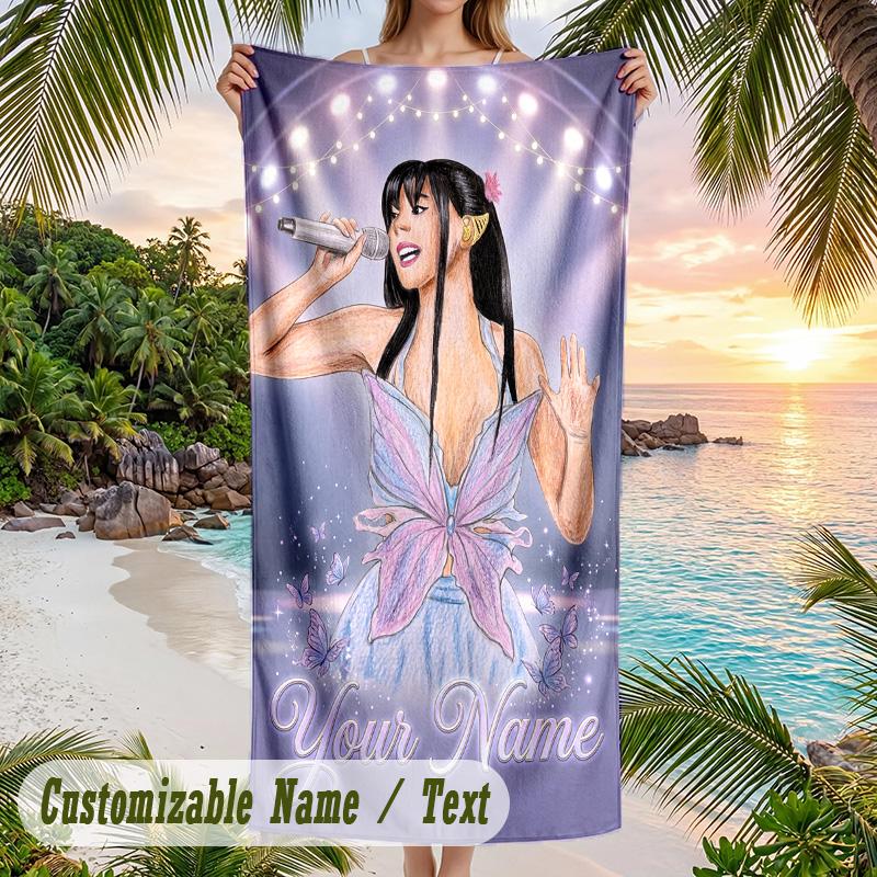 Ayliva Beach Towel, Personalized Custom Name Text, Quick Dry Large Absorbent Towel For Beach Pool