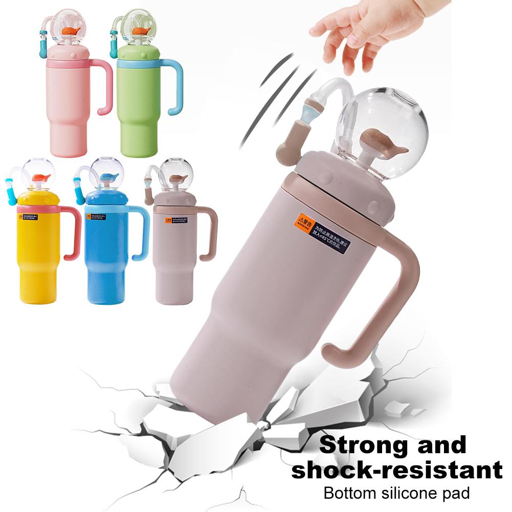 24oz Stainless Steel Whale Fountain Tumbler Straw Water Cups Kids Adults Travel Water Bottles Whale Water Cups Car Water Bottle