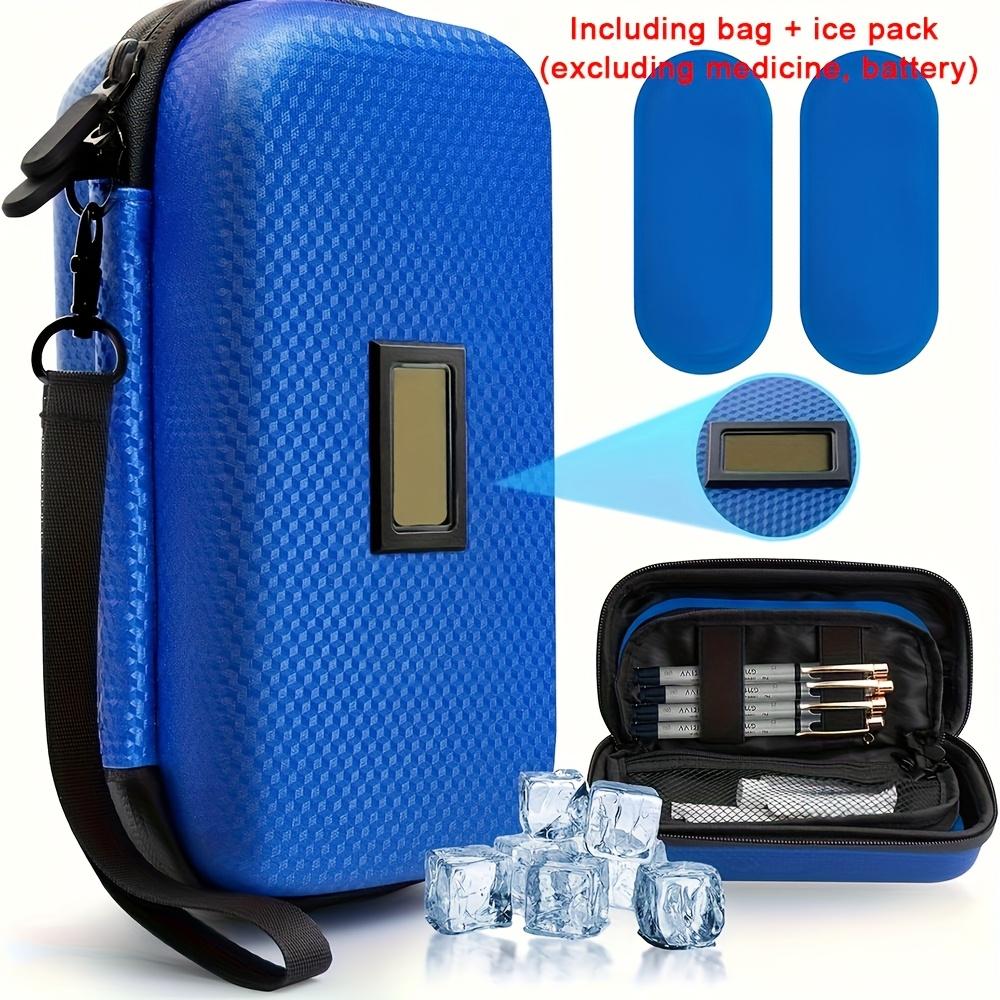 

(Без аккумулятора)Дорожный чехол-холодильник для инсулина на 24 часа - Медицинский диабетический холодильник для путешествий с 2 аккумуляторами холода синий