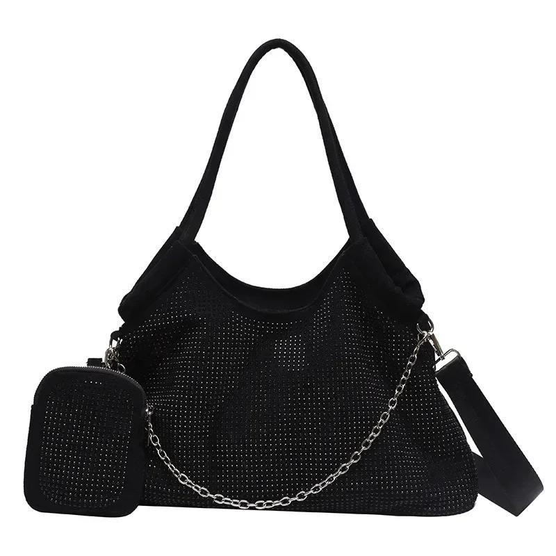 New Shiny Rhinestone Women's Handbag Large Shopping Bag Fashion DinnerBag Underarm Shoulder Bags Women's Party Commuter Bag
