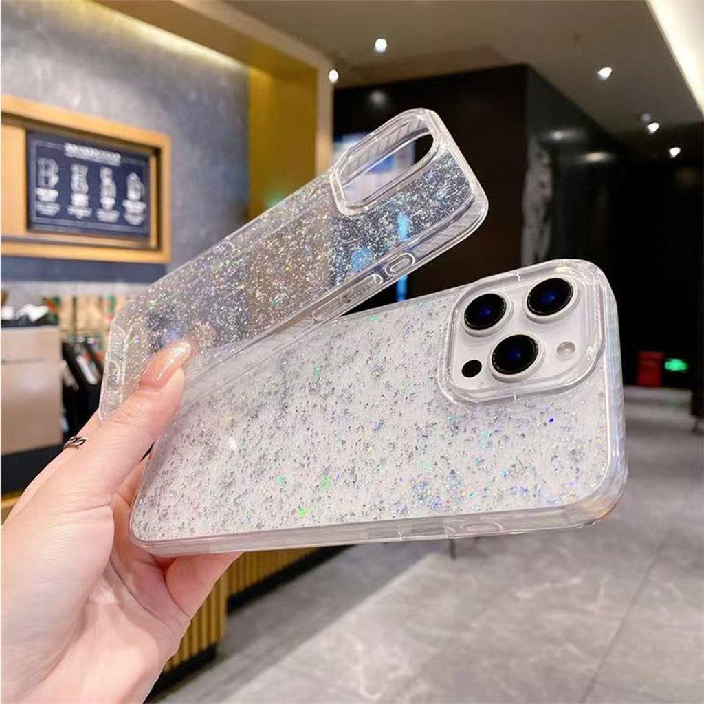 Shiny Glitter Clear Case for iPhone 16 Pro Max, Bling Sparkle Shockproof Protective Cover with Camera Lens Protection