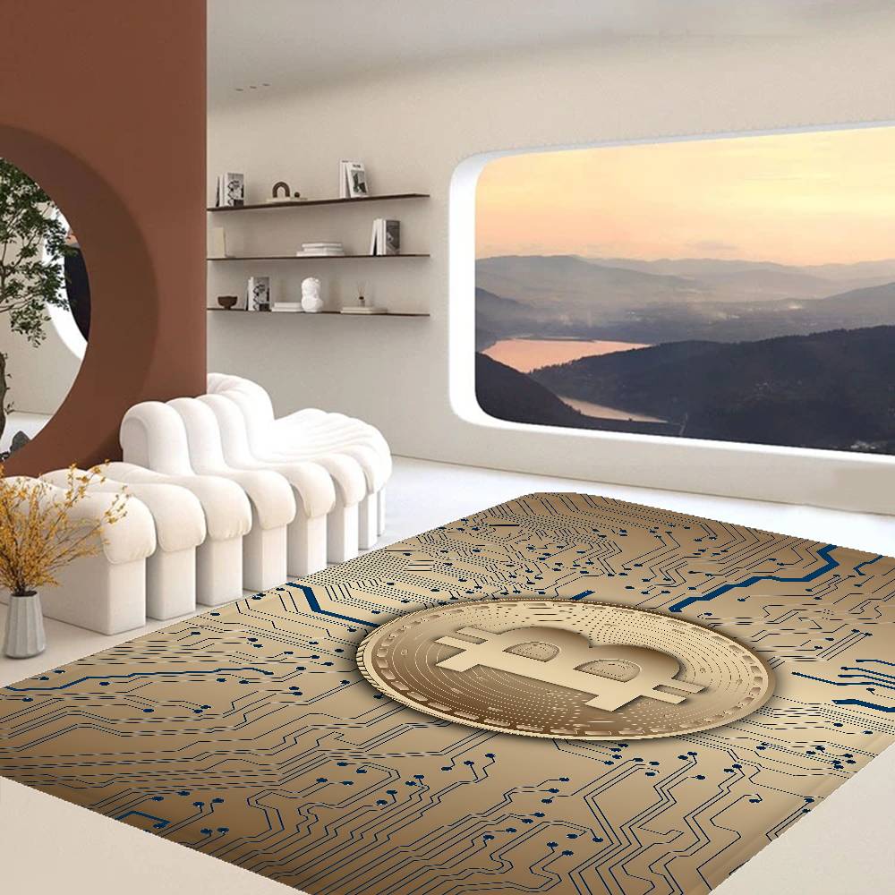 B-Bitcoin LOGO Door Mat Washable Non-Slip Living Room Sofa Chairs Area Mat Kitchen Doormat Area Rug