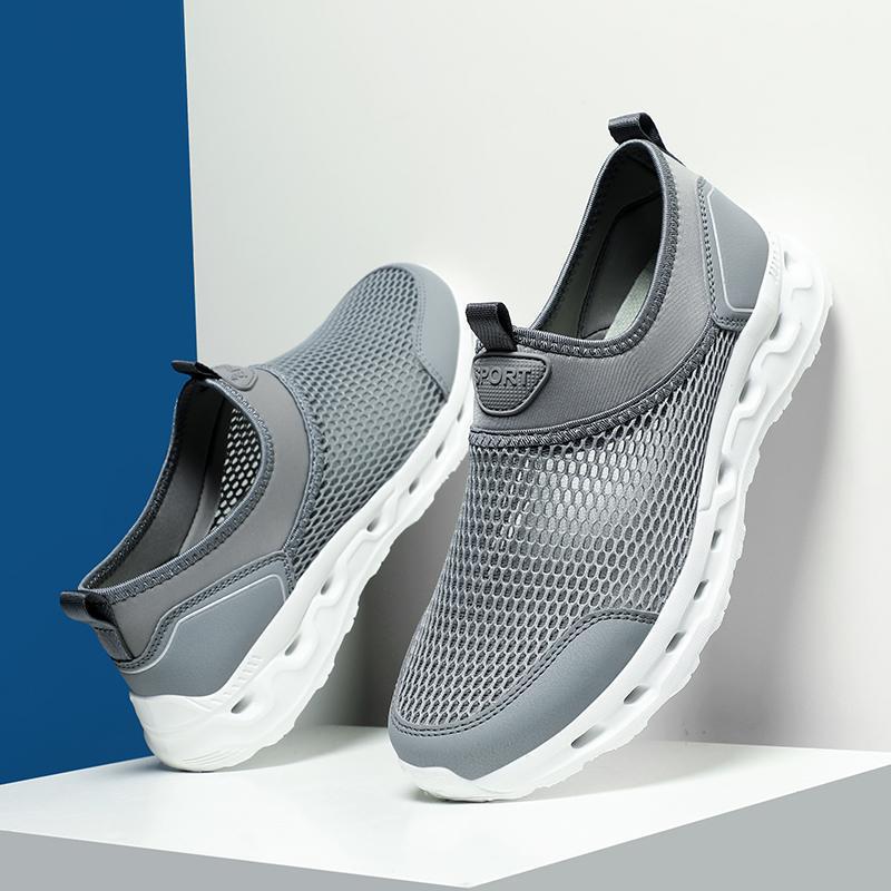 

Large size mesh shoes men s shoes summer breathable sports shoes couple lightweight casual shoes low-top running shoes 48 темно-сірий