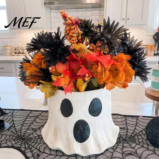 Portable Candy Storage Bucket Ghost Decor, Halloween Planter Vase Cute Bucket, Bowl for Indoor Outdoor Home Display Decoration Resin Container