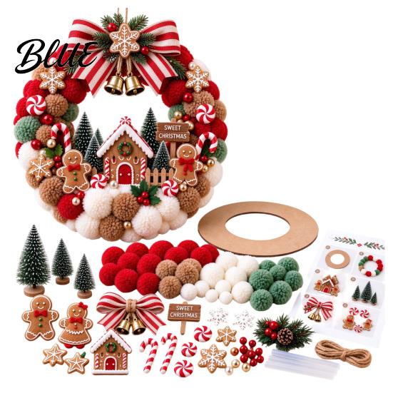 Beginner Craft Sets with Plush Kit Pom-Pom Wreath DIY Christmas Pompom Making Kit Balls Art