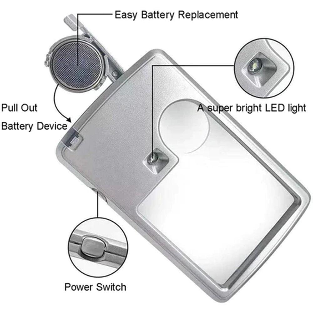 Professional Reading HD Jewelry Loupe Magnifying Glass With LED Light Card Type Magnifiers