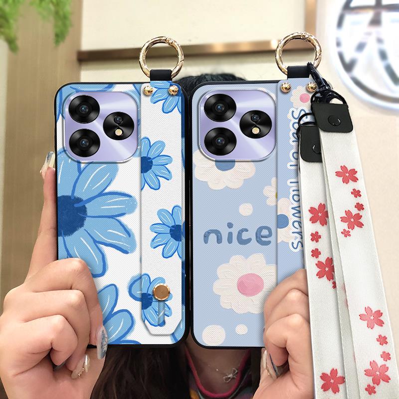 Fashion Design Wrist Strap Phone Case For UMIDIGI A15/A15C Protective Ring Anti-dust Back Cover Anti-knock Wristband