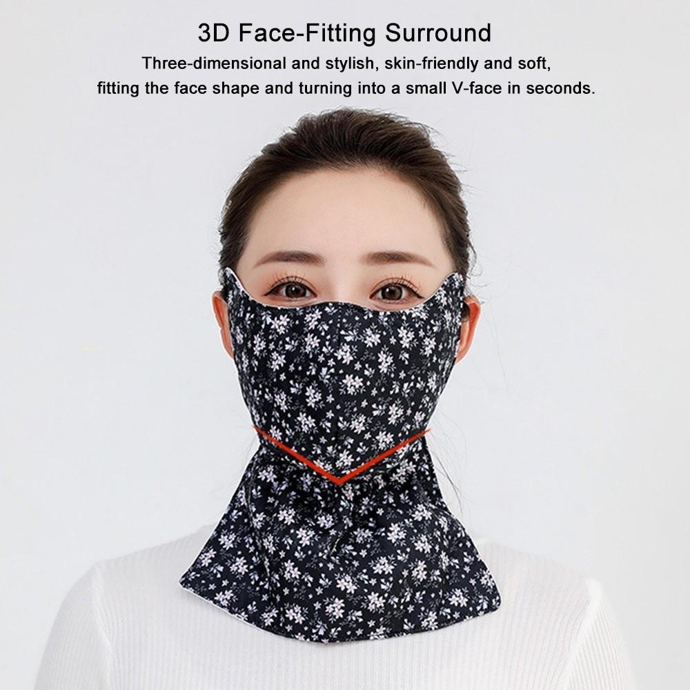 Thickened Face Shield Floral Pattern Cycling Face Shield  Winter Outdoor Activities