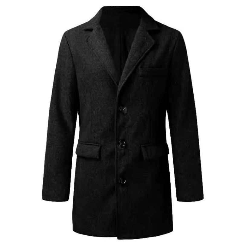 Men's Autumn/Winter Single-Breasted Woolen Trench Coat