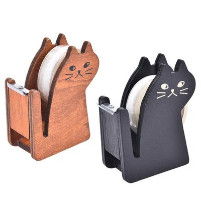 Convinient Cute Cat Shape Wooden Tape Dispenser Tape Dispenser /tape Cutter Higher