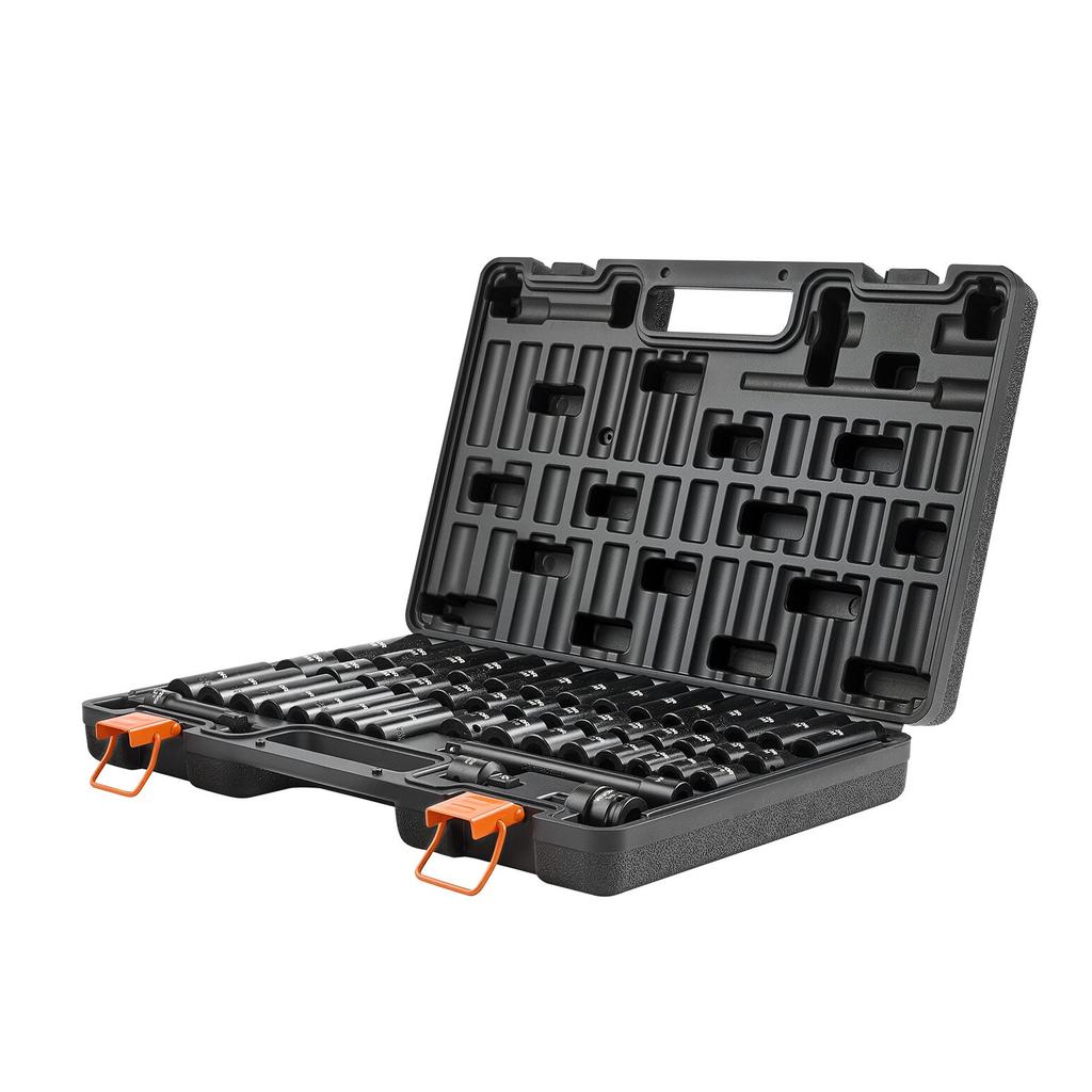 VEVOR Impact Socket Set, 3/8" Drive, 48-Piece Socket Set, 6-Point Sockets, SAE 5/16"-3/4" and Metric 8-19 Mm, 21-22 Mm